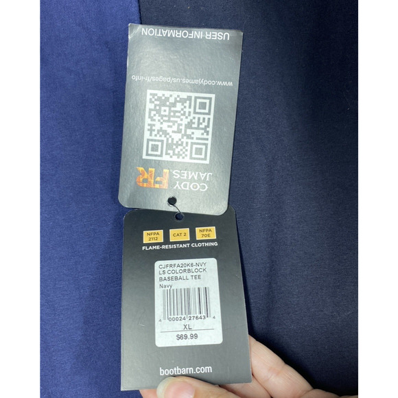 Cody James Shirt Mens Extra Large Navy Black FR Baseball Tee Workwear - Picture 7 of 16